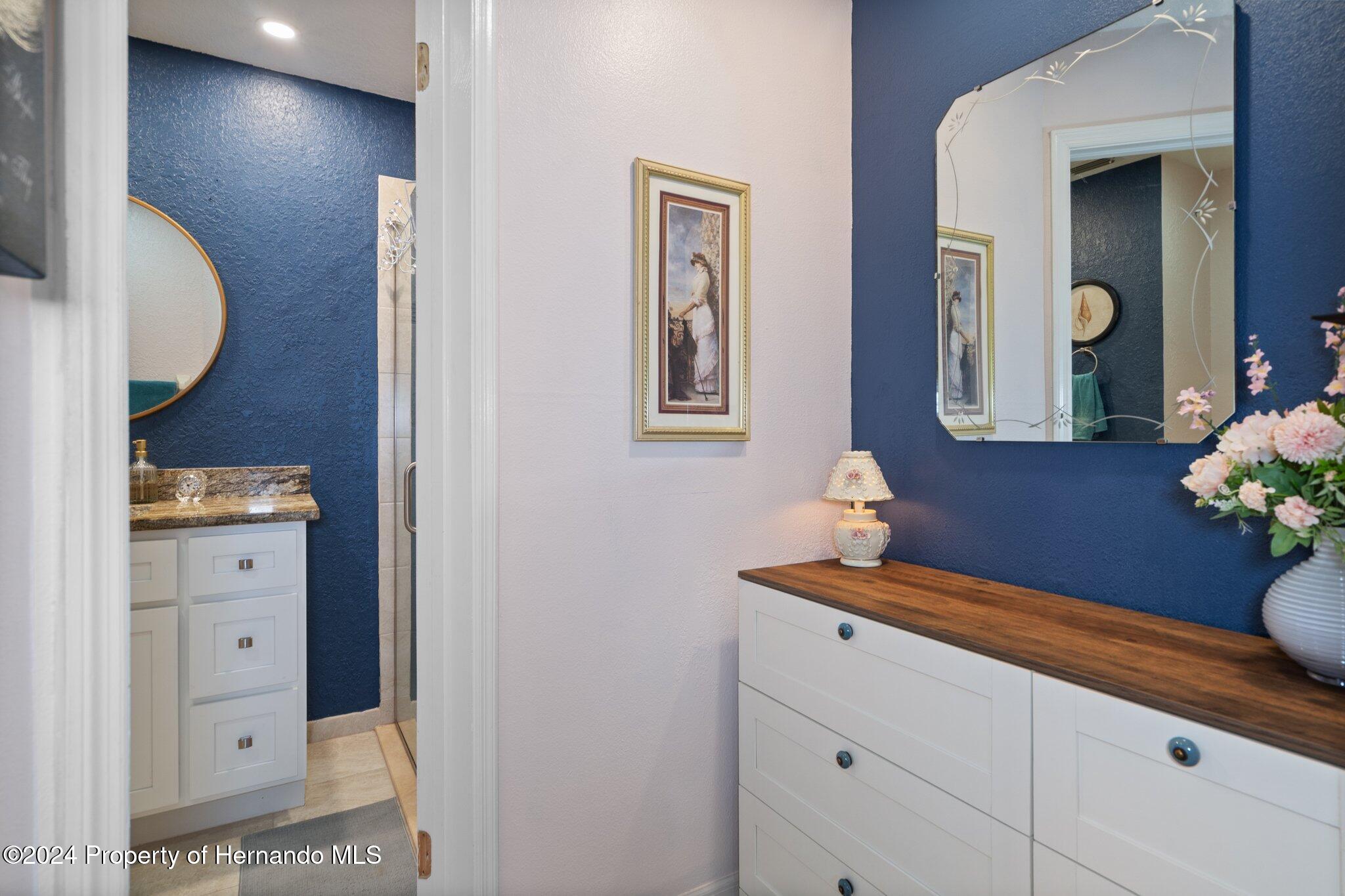 7427 Heather Walk Drive Spring Hill, FL 34613 - Photo 28 of 36 a bathroom with a sink mirror and vanity
