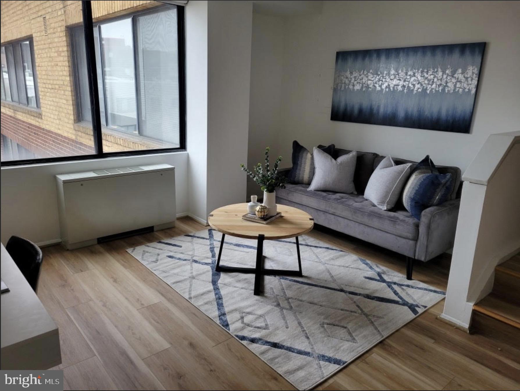 1245 13th Street Northwest, Unit 907 Washington, DC 20005 - Photo 14 of 27 a living room with furniture and a potted plant