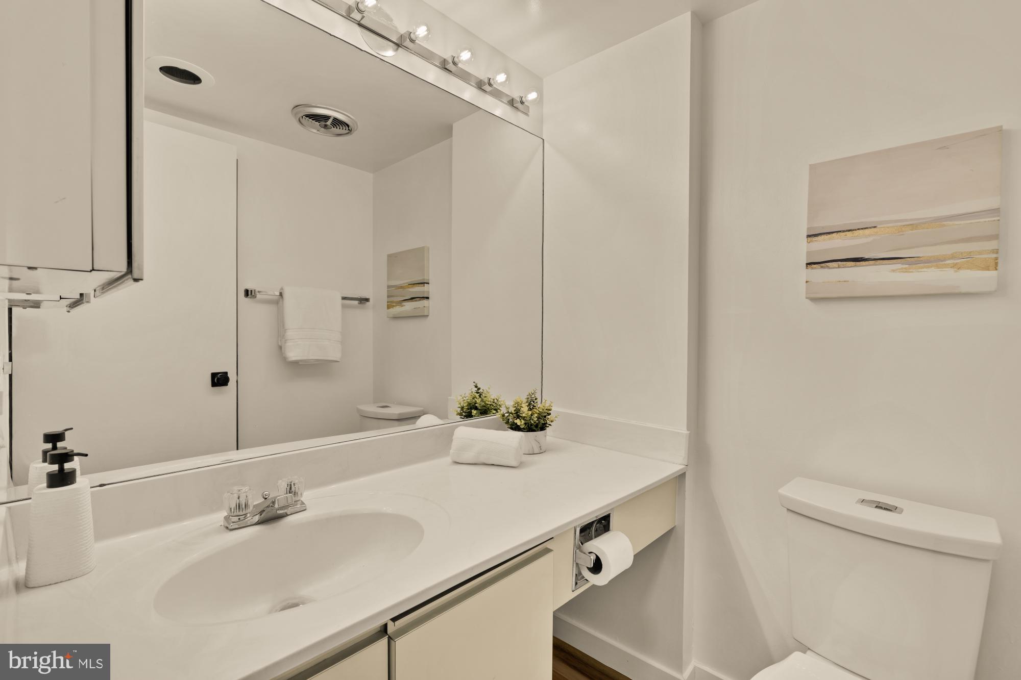 1245 13th Street Northwest, Unit 907 Washington, DC 20005 - Photo 15 of 27 a bathroom with a sink and a mirror with toilet