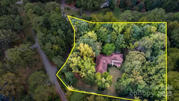 an aerial view of a house