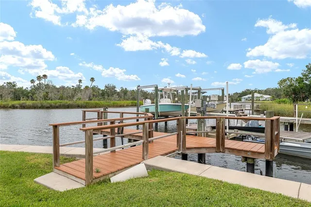 a view of a lake from a yard