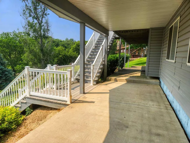 a view of stairs and deck
