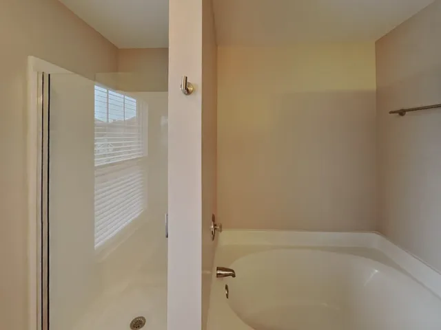 a bathroom with a bathtub