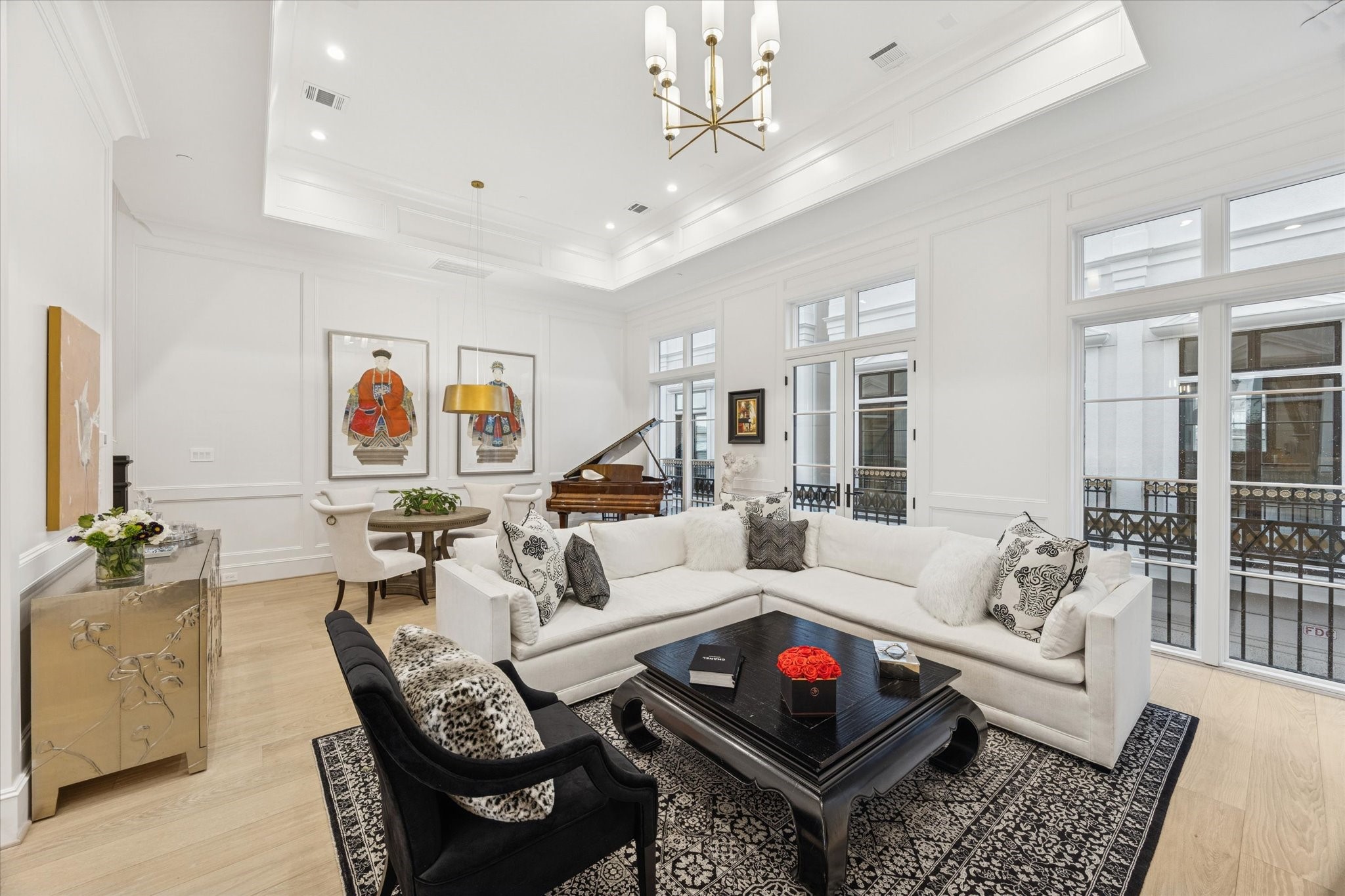 1335 Peden Street Houston, TX 77019 - Photo 9 of 37 a living room with furniture ceiling fan and a rug