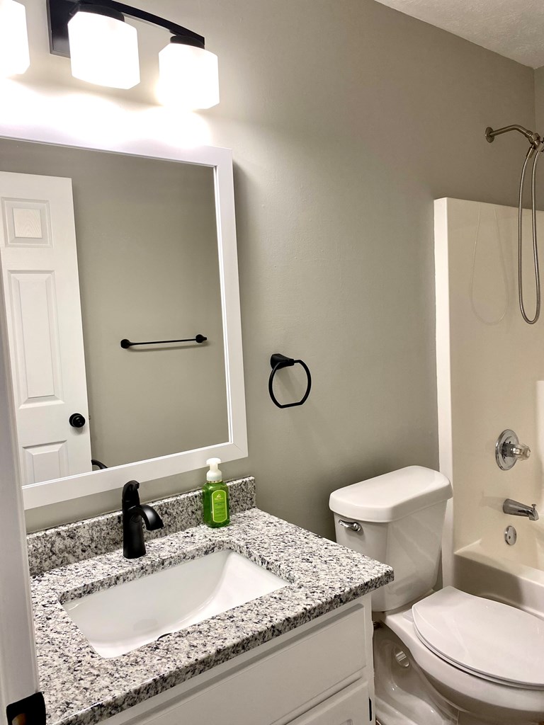6032 North Pointe Drive Columbus, GA 31909 - Photo 22 of 26 a bathroom with a granite countertop sink and a mirror