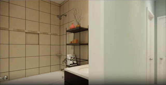 a bathroom with a shower