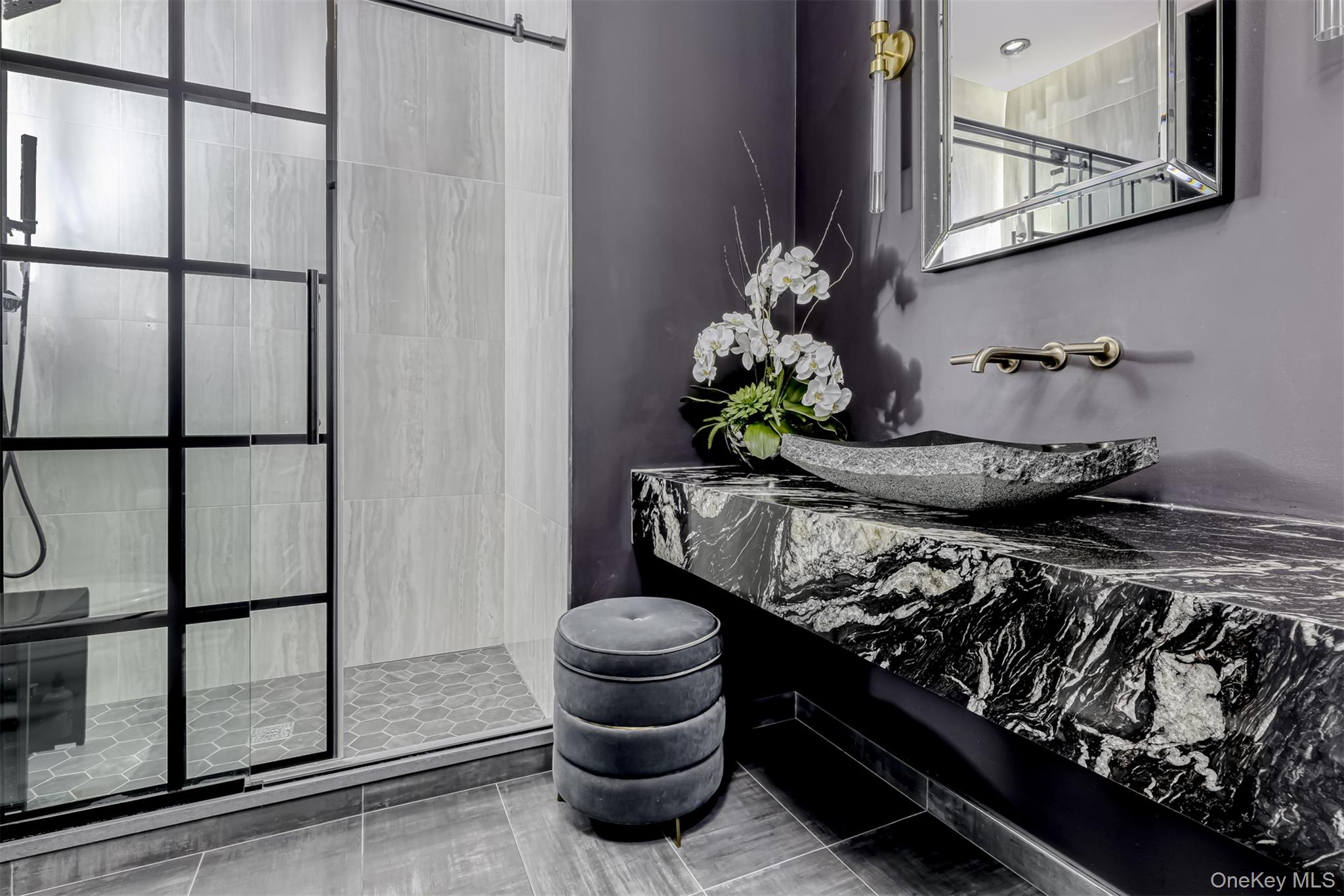 6 Par Road Suffern, NY 10901 - Photo 14 of 41 a bathroom with a granite countertop sink and a mirror