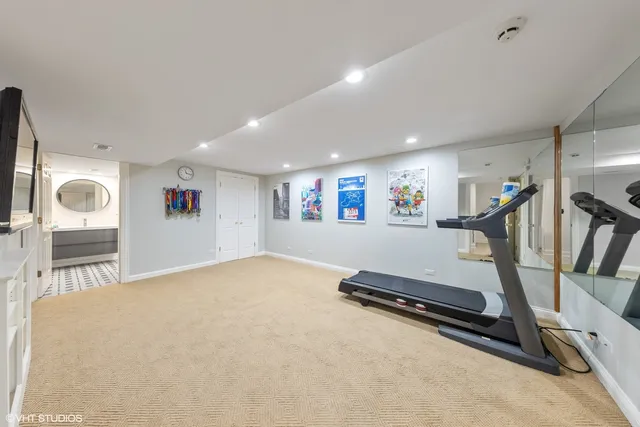 a view of a hallway with workspace