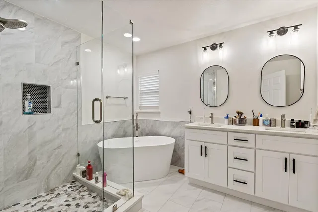 a bathroom with a double vanity sink double vanity and a mirror