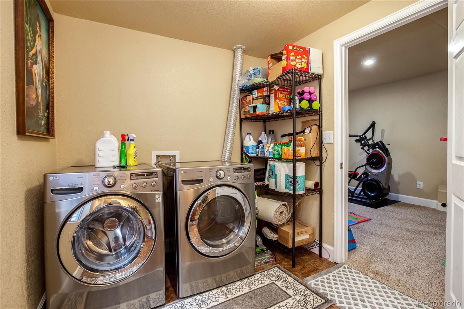 10839 Brooklawn Road Highlands Ranch, CO 80130 - Photo 19 of 32 a view of a storage & utility room with washer and dryer