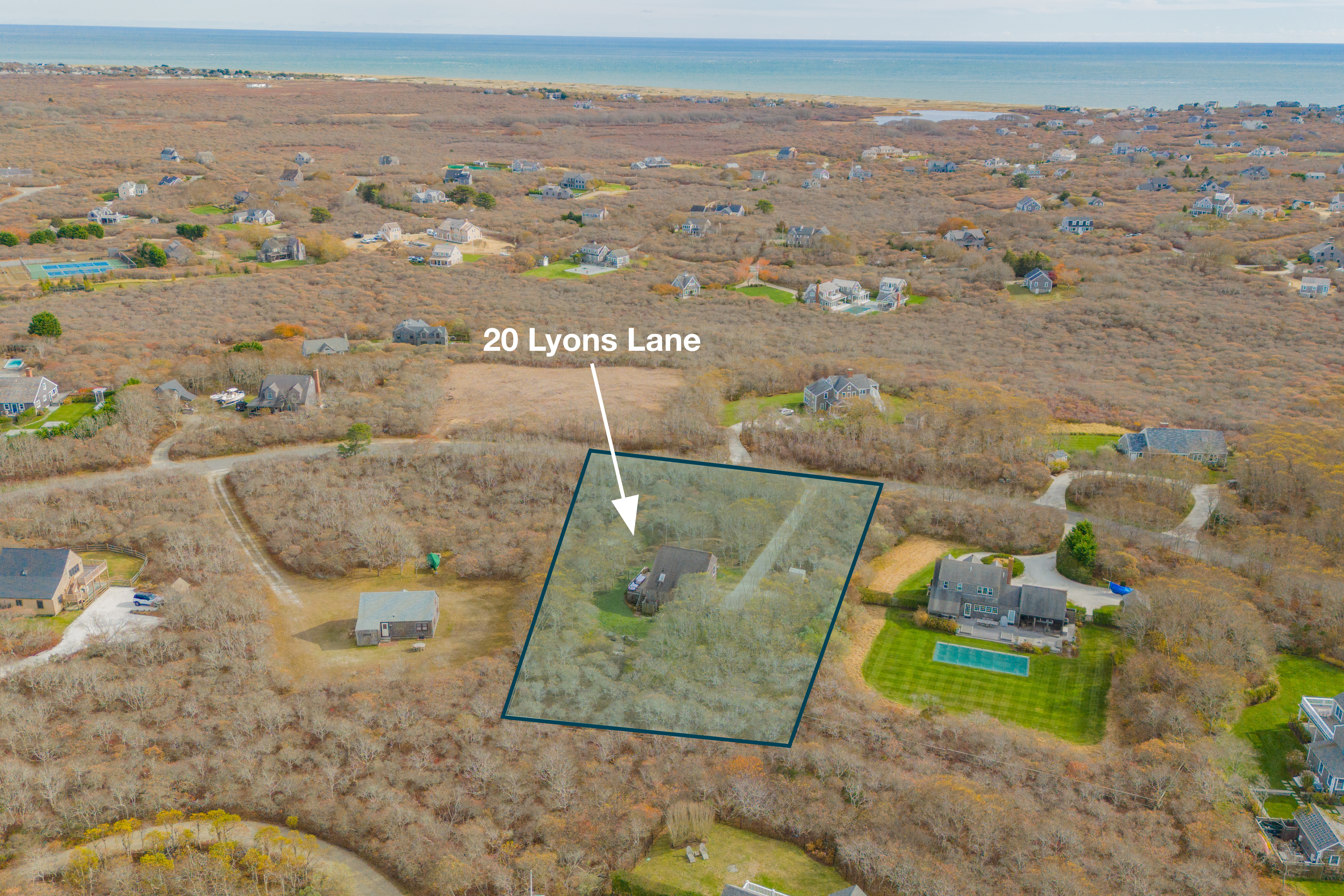 20 Lyons Lane Nantucket, MA 02554 - Photo 3 of 21 an aerial view of a house with a outdoor space
