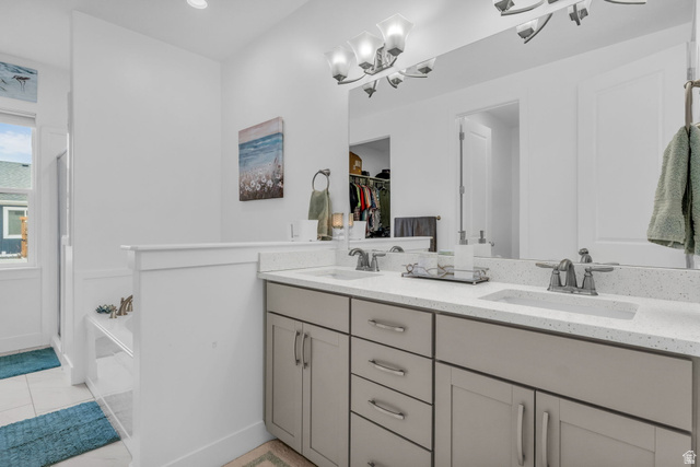 2454 West Jackson Street Mapleton, UT 84664 - Photo 23 of 63 Full bathroom featuring double vanity and a bath