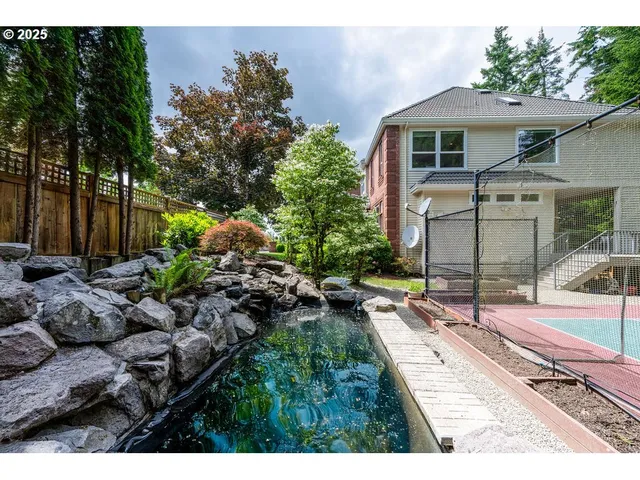 a tennis court view with a outdoor space