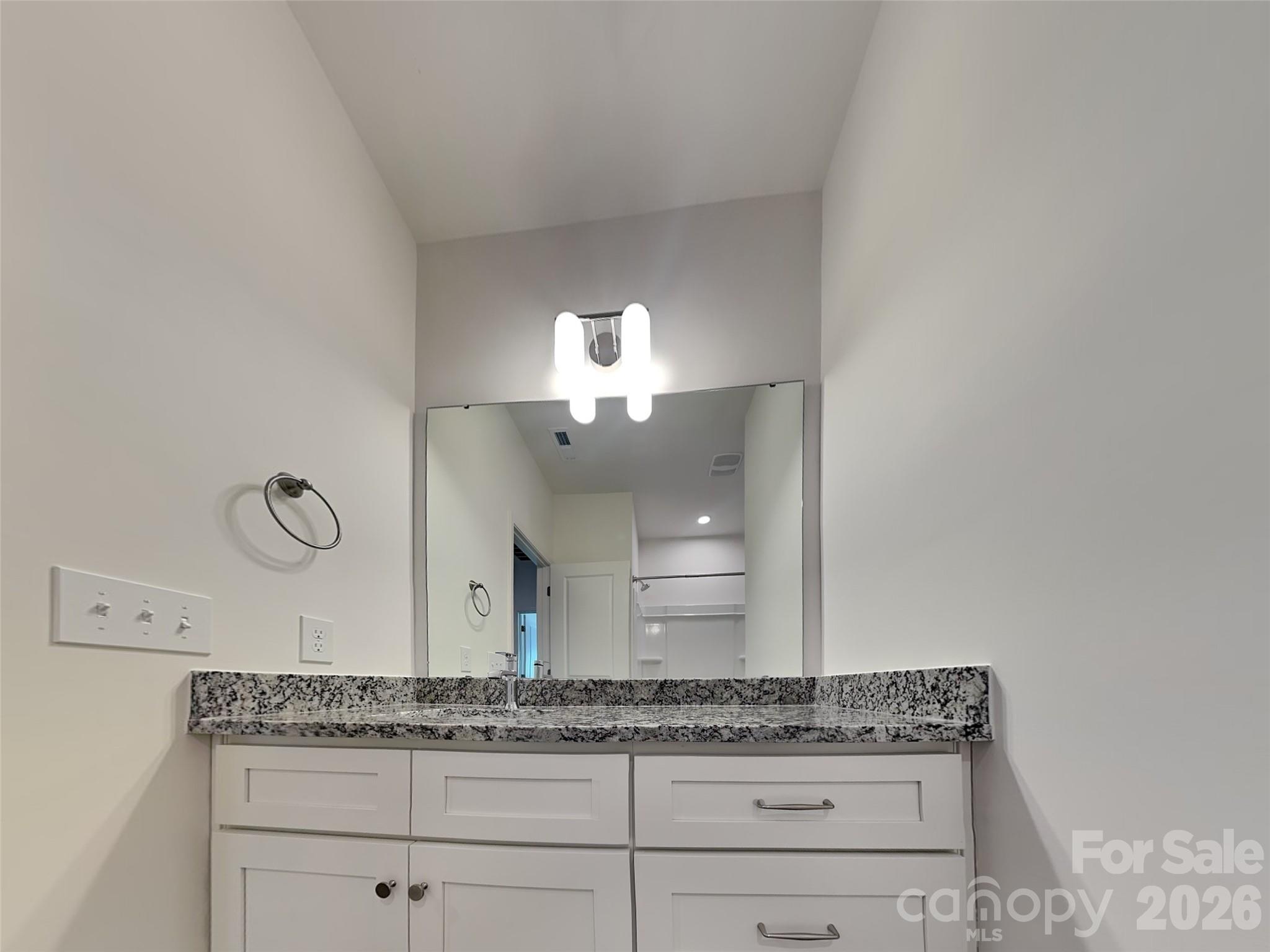 481 Hager Lake Road Mooresville, NC 28115 - Photo 15 of 23 a bathroom with a granite countertop sink and a mirror
