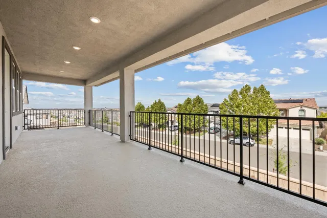 a view of a city from a balcony