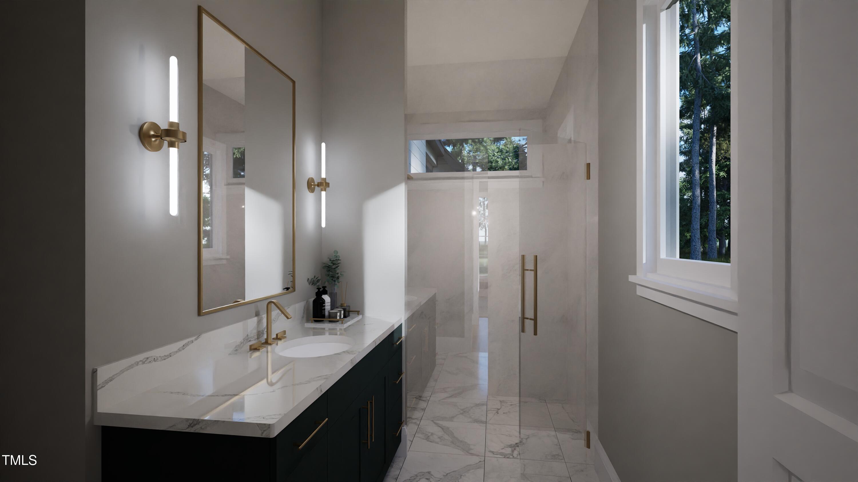 4112 Rockingham Street Raleigh, NC 27609 - Photo 25 of 67 a bathroom with a sink and a mirror