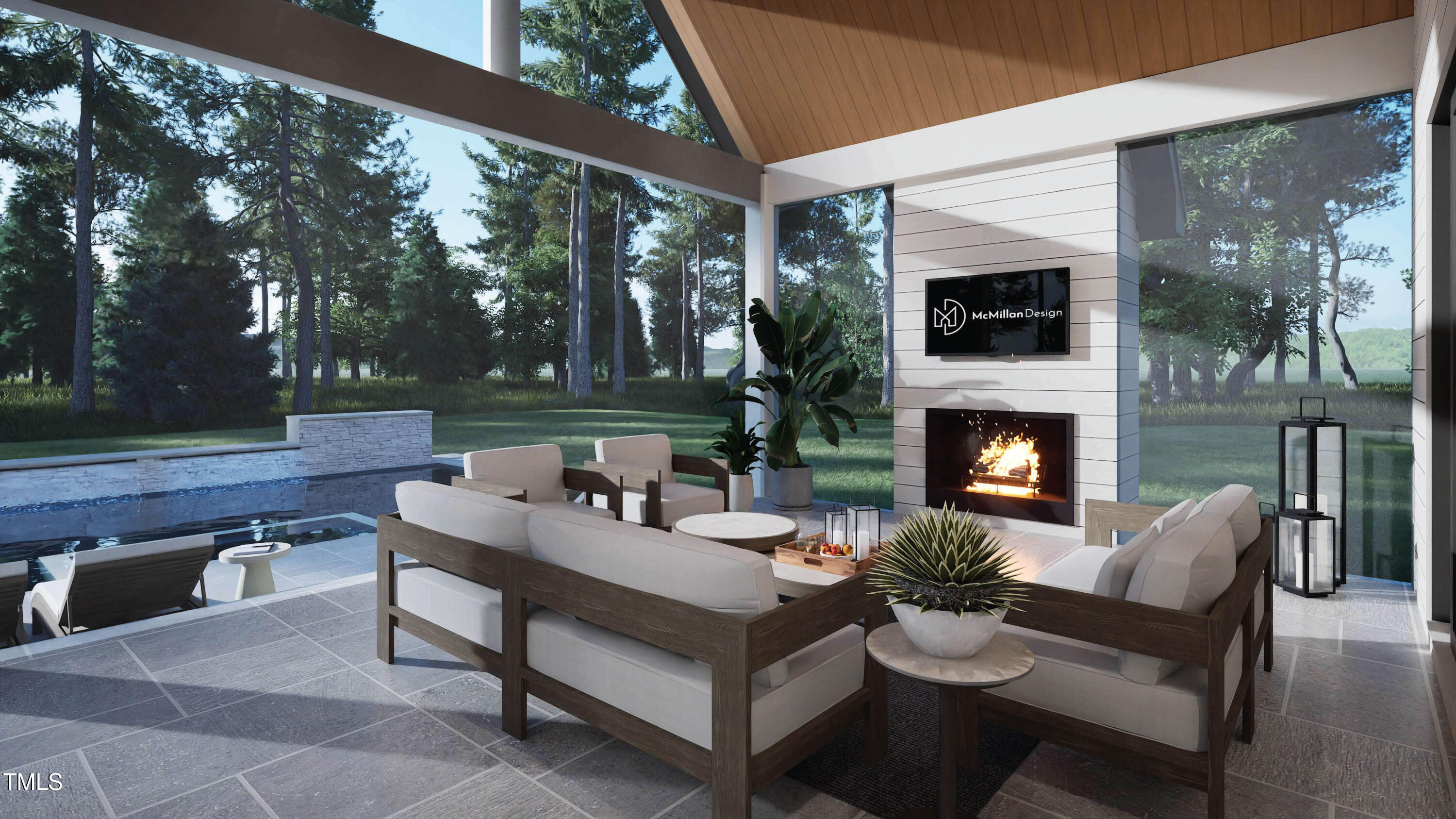 4112 Rockingham Street Raleigh, NC 27609 - Photo 36 of 67 a outdoor space with a couch and a fireplace