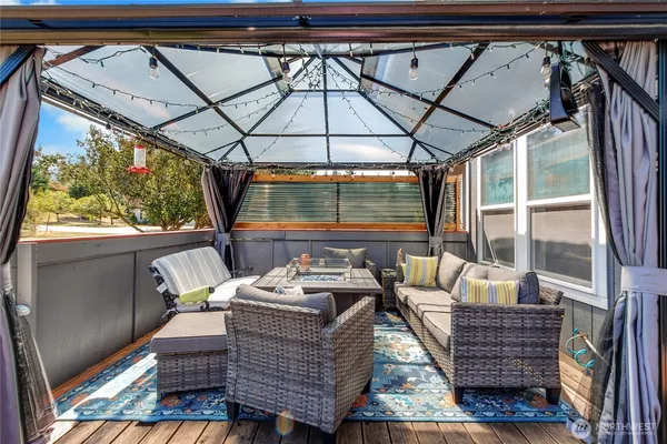 a outdoor living space with furniture