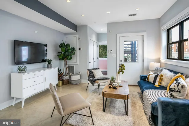 a living room with furniture and a flat screen tv