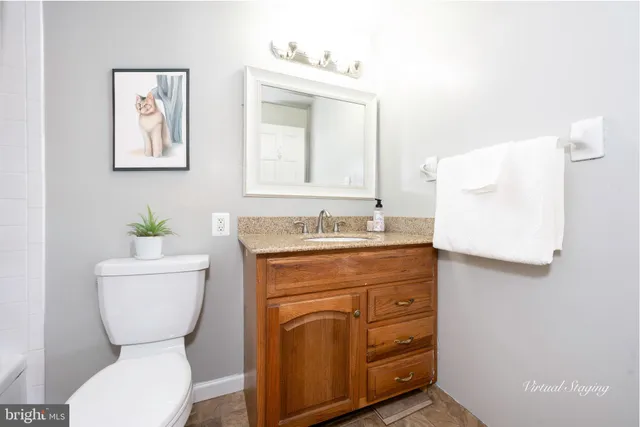 a bathroom with a toilet a sink and mirror