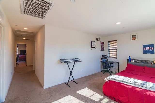 a workspace with furniture and window