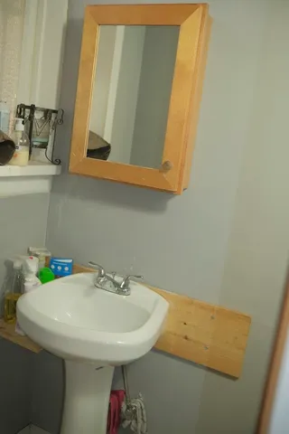 a close view of a sink in a bathroom