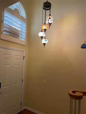 a view of a small space with racks on the wall