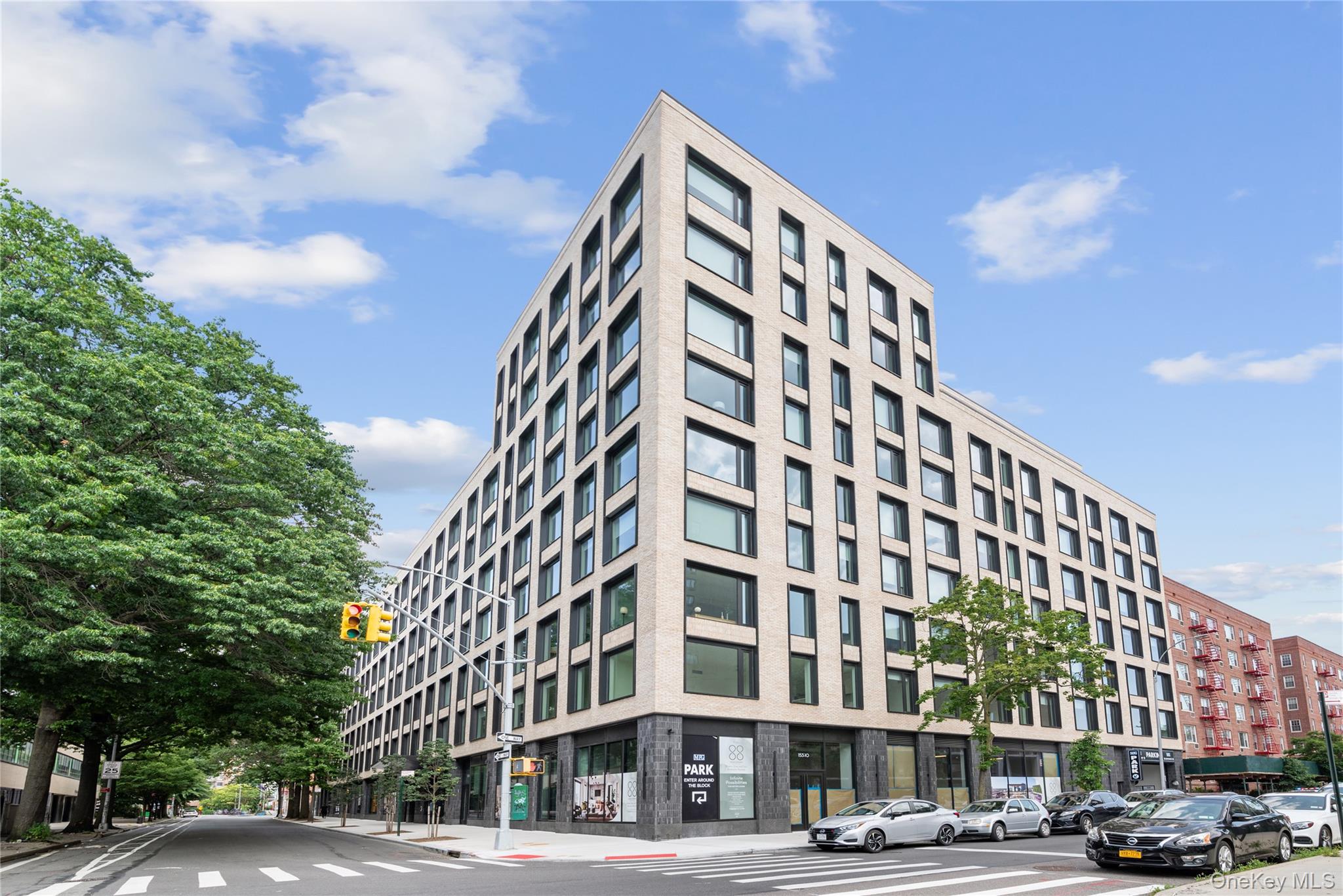 a front view of a building