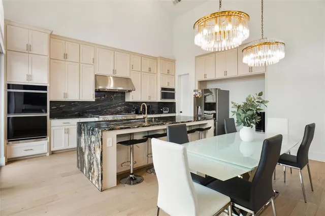 a living room with a couch and a table