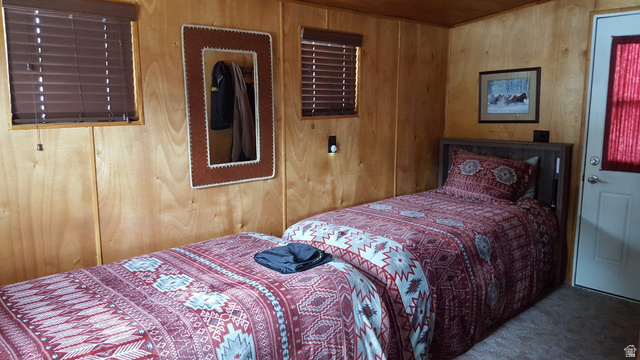 2006 Swenson Valley Road Bancroft, ID 83217 - Photo 39 of 51 Wood paneling walls featuring two windows with horizontal blinds