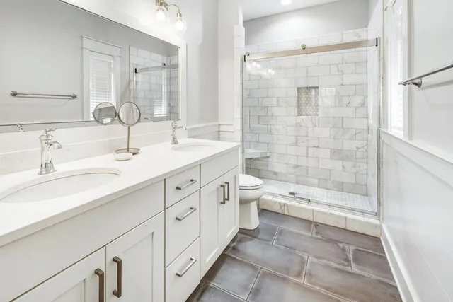 a bathroom with a shower