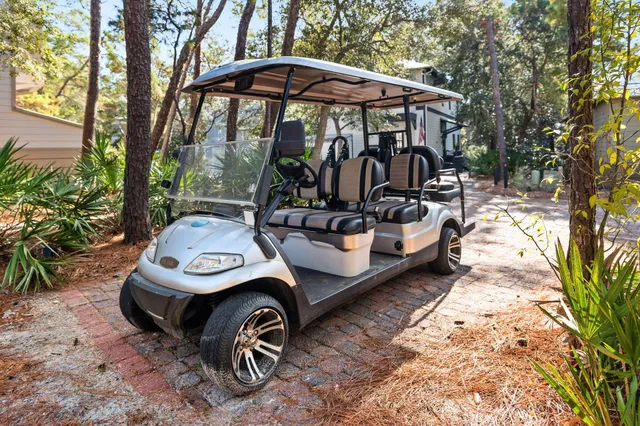 a view of a building with potted plants