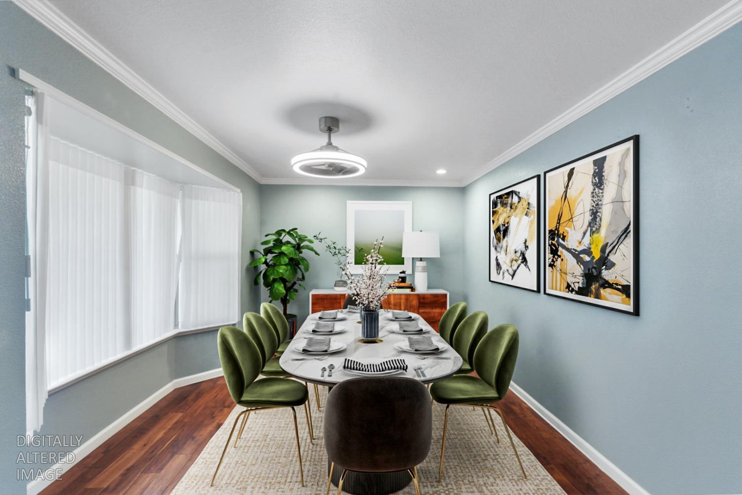 728 R Street Newman, CA 95360 - Photo 5 of 14 a view of a dining room with furniture window and wooden floor