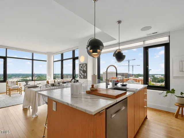 a kitchen with lots of counter top space