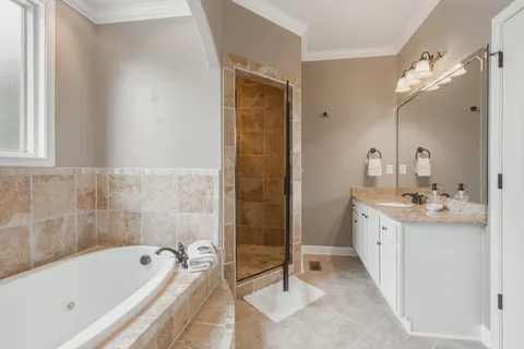 a bathroom with a shower