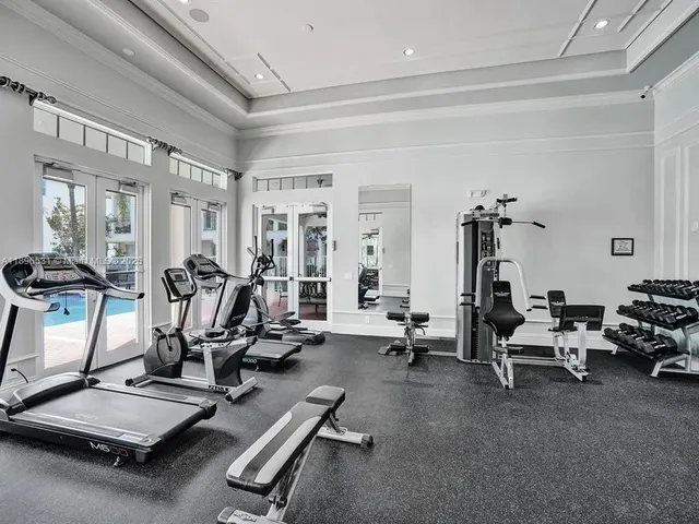 a view of a room with gym equipment