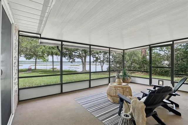 a view of a lake with a city