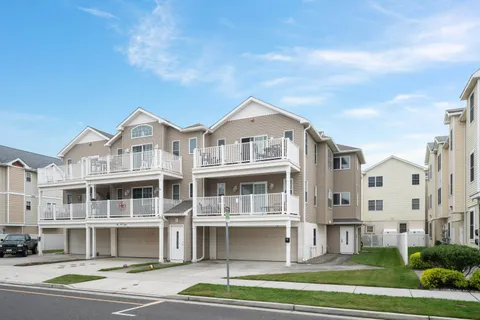 a view of a large white building