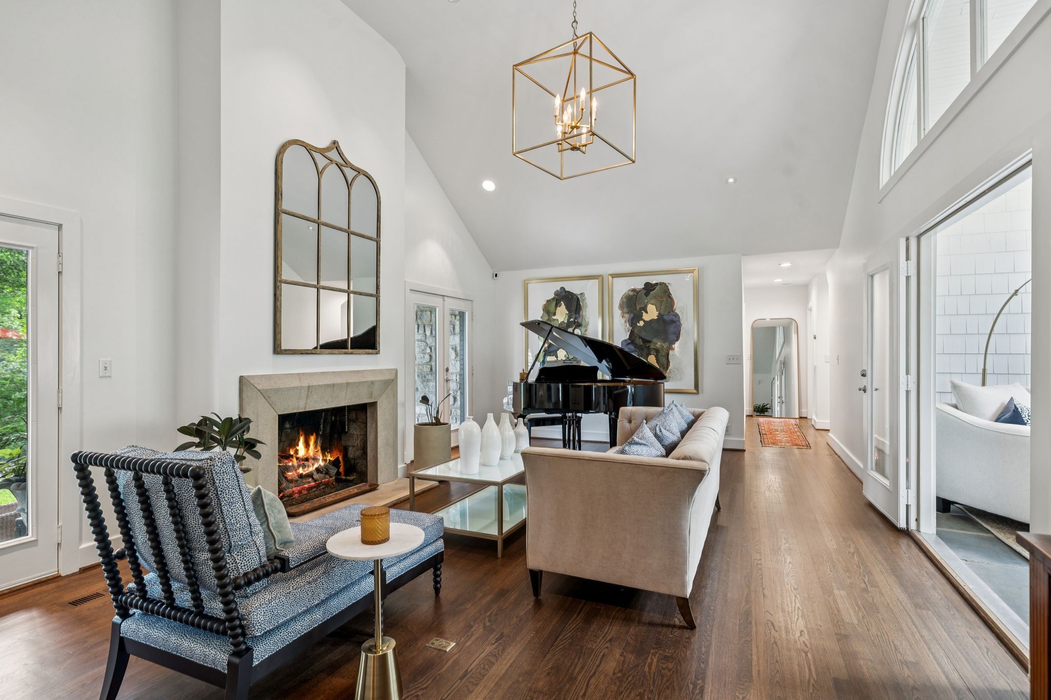 915 Overton Lea Road Nashville, TN 37220 - Photo 14 of 75 a living room with furniture and a fireplace