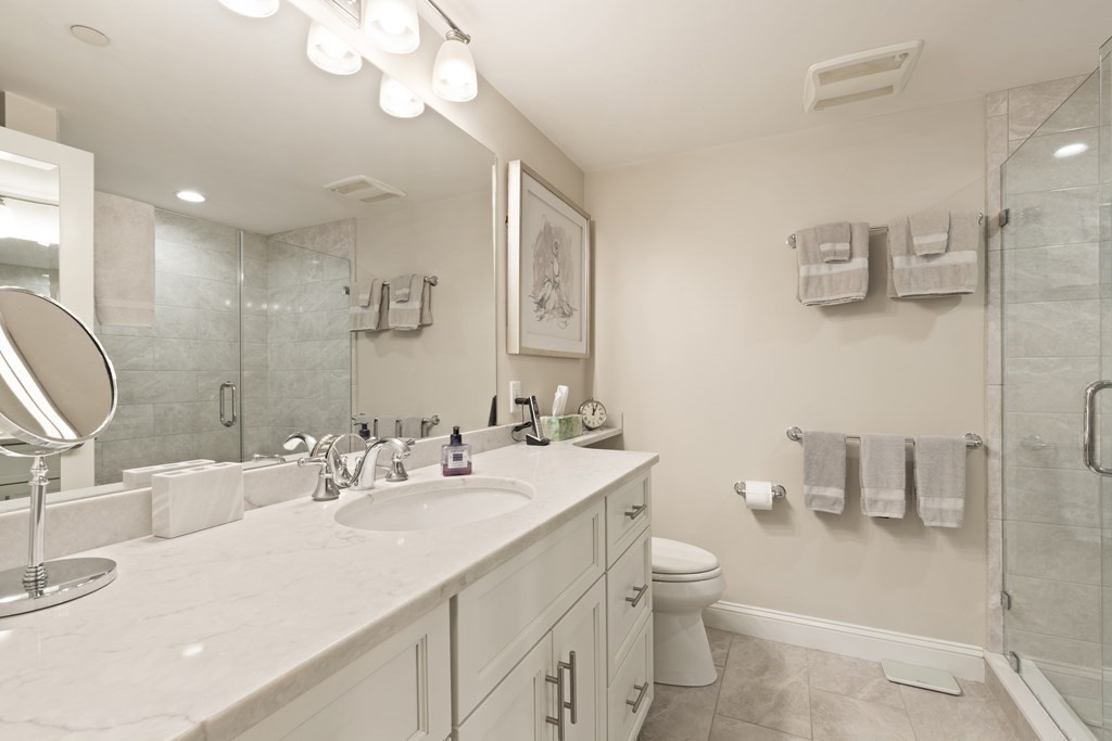 2 Manor Terrace, Unit 209 Lexington, MA 02420 - Photo 18 of 26 a bathroom with a sink a toilet and a mirror