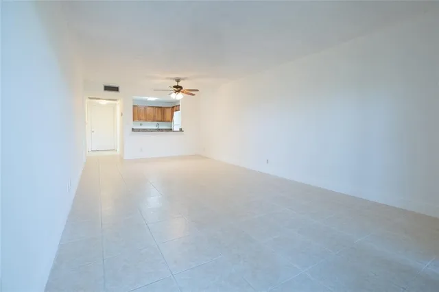 a view of a room with a window