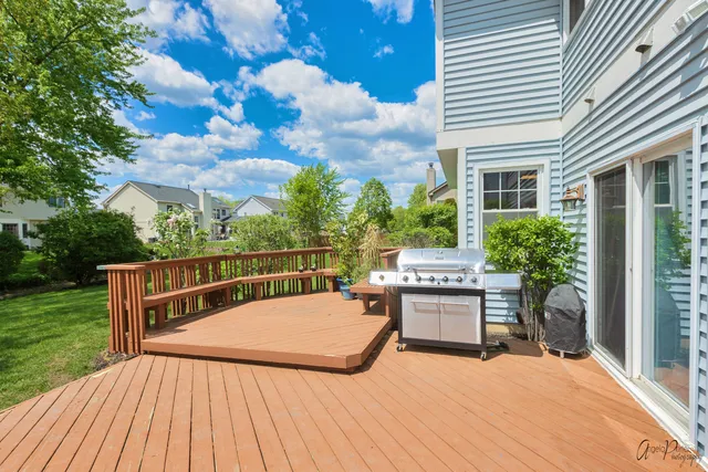 a view of a deck with a patio