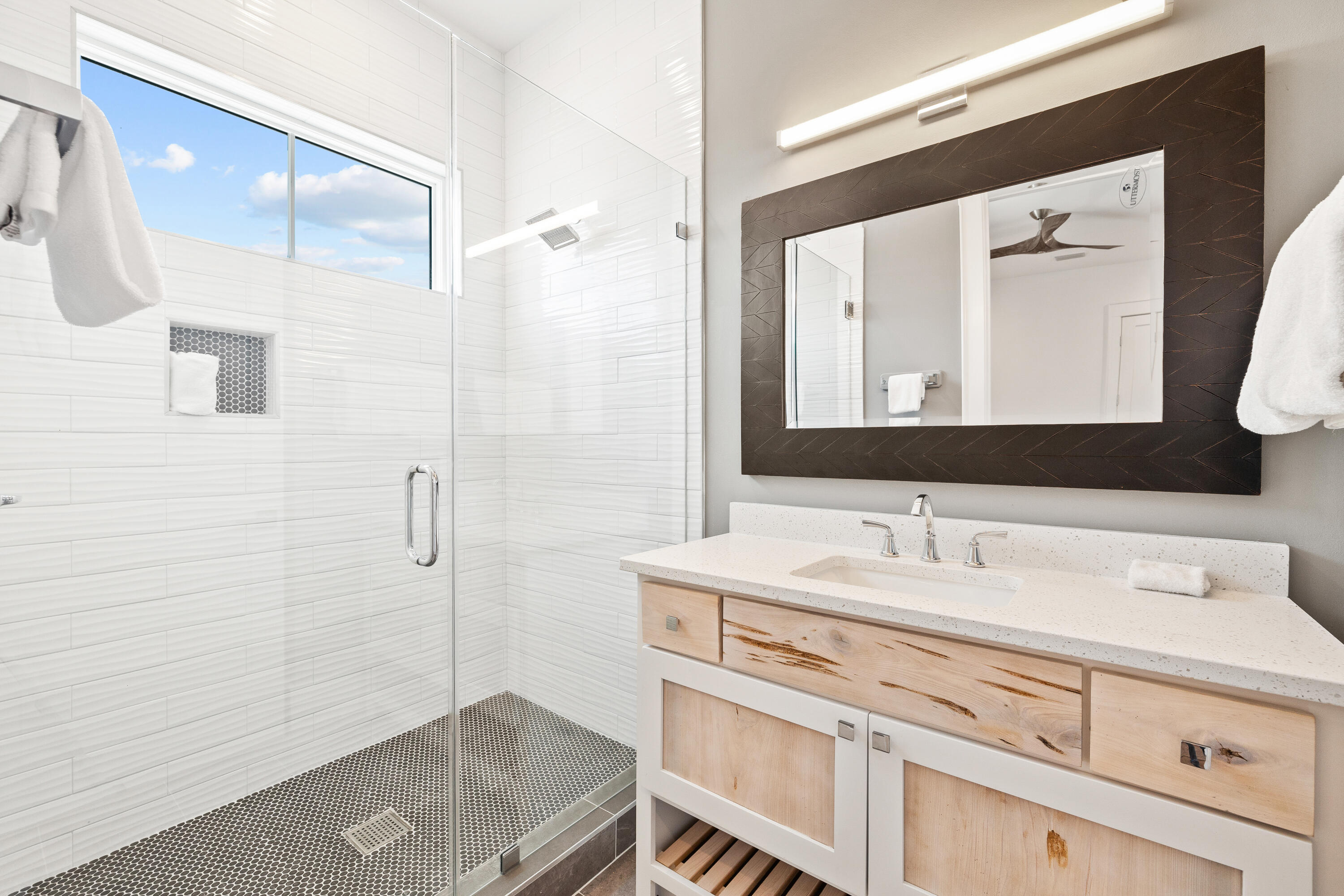 196 South Wall Street Inlet Beach, FL 32461 - Photo 39 of 85 a bathroom with a sink vanity granite and a mirror