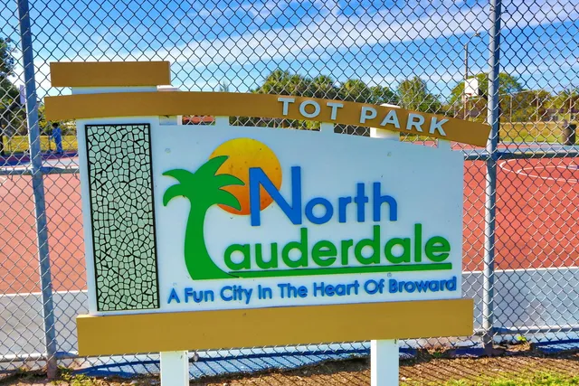 a view of a park with slide