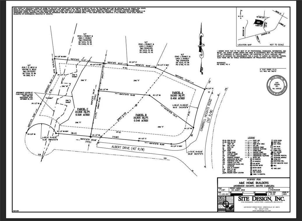 104 Albert Drive Honea Path, SC 29654 - Photo 24 of 32 Visualize your future property with this detailed survey map, showcasing lot dimensions and roads.