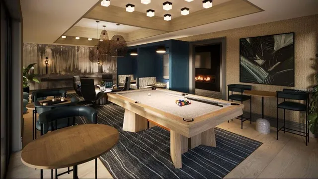 a kitchen that has a table and chairs in it