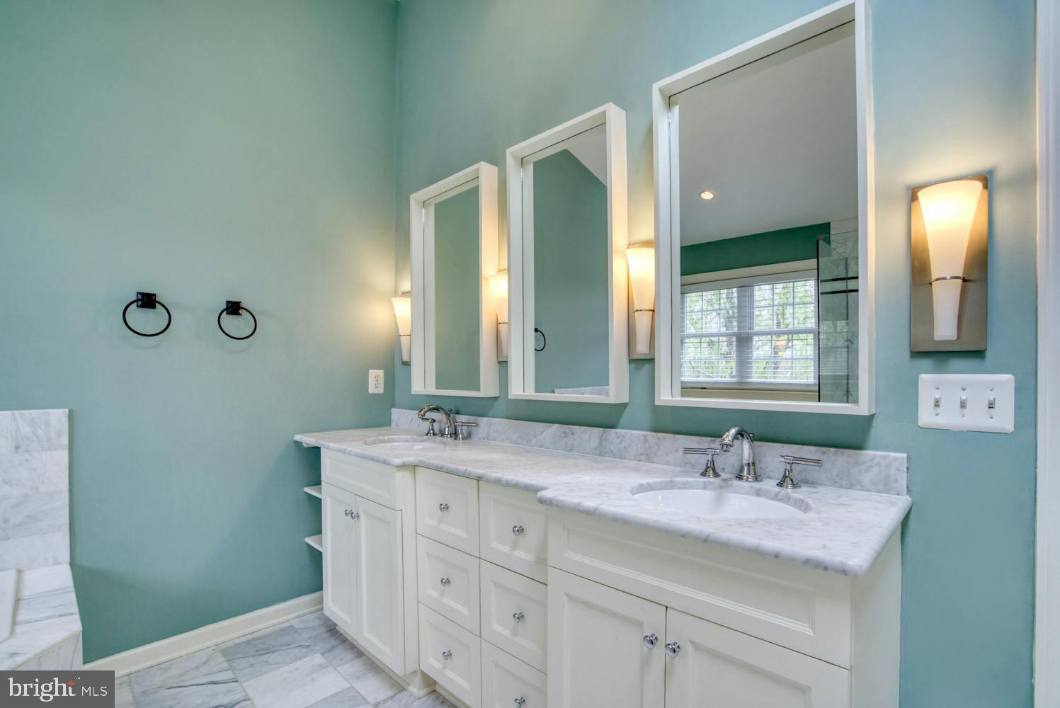 1702 South Arlington Ridge Road Arlington, VA 22202 - Photo 31 of 49 a bathroom with a double vanity sink and a mirror