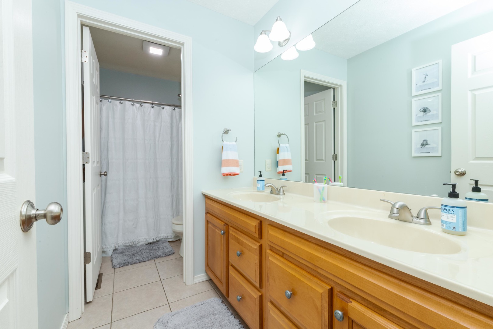 1223 Joy Walk Way Normal, IL 61761 - Photo 29 of 48 a bathroom with a sink a mirror and a shower