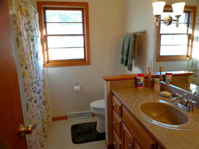 1076 West Becker School Road Freeport, IL 61032 - Photo 9 of 12 a bathroom with a sink a toilet and a mirror