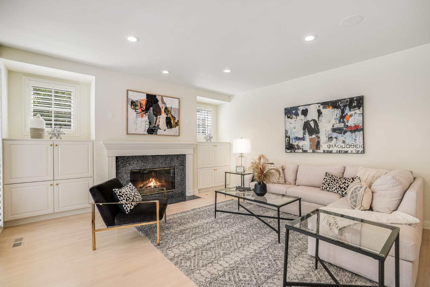 75 Riordan Place Menlo Park, CA 94025 - Photo 18 of 55 a living room with furniture and a fireplace